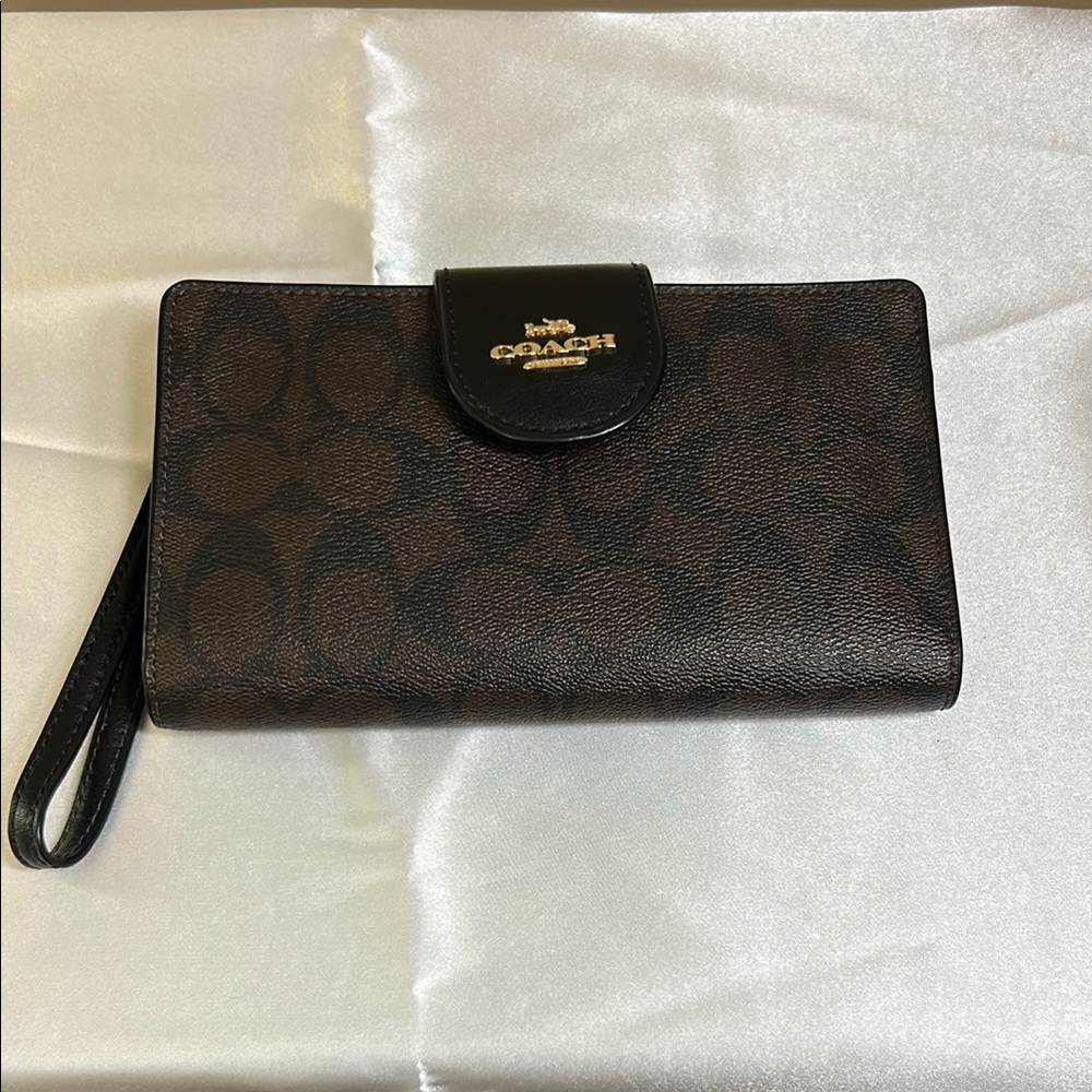 Coach Signature Brown and Black Wristlet